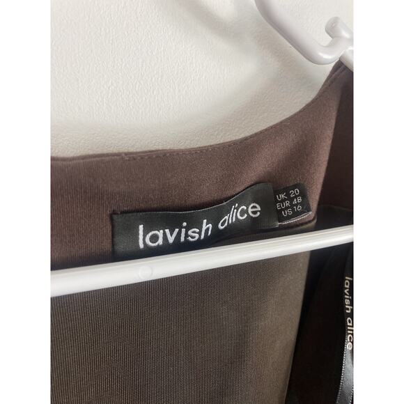 Lavish Alice Cowl Corset Ponte Midi Dress Chocolate Brown US Plus Size 16 Sexy - Picture 5 of 12